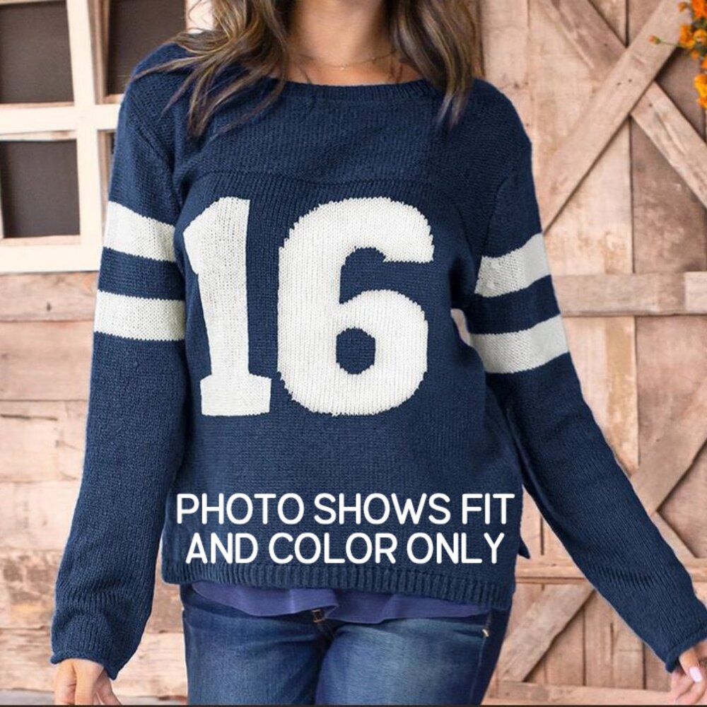 *NEW Wooden Ships Lightweight Knit Game Day #11  Navy Sweater Size XL